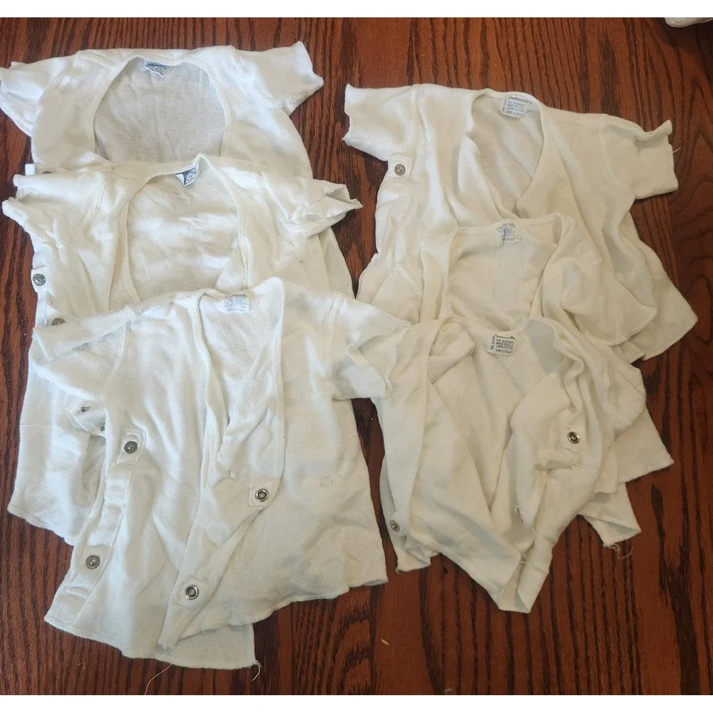 Lot Of Six White Cradlecraft Penneys Infant Snap Shirts 6-12 Months‎ Made In USA